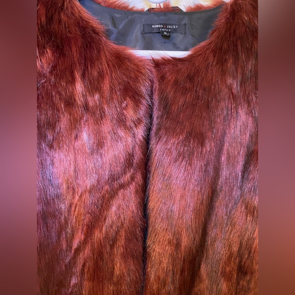 Faux Fur Jacket in Rich Wine - Picture 2 of 3